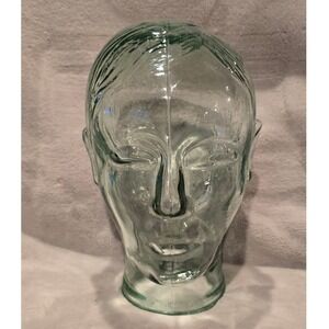 Vintage Glass Head Mannequin Display Bust Sculptural Art Clear Transparent